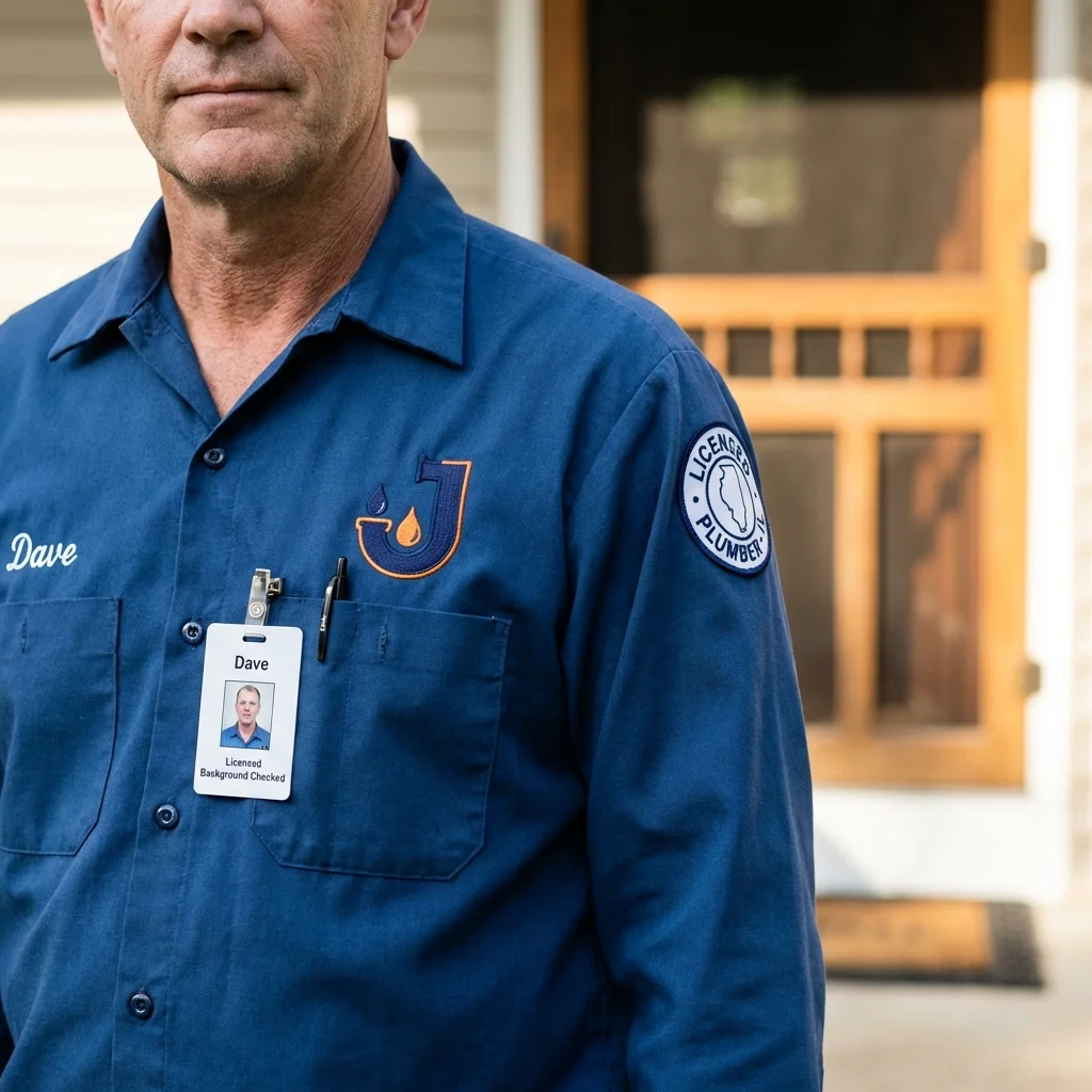 Licensed plumber showing ID badge in Watsontown, PA