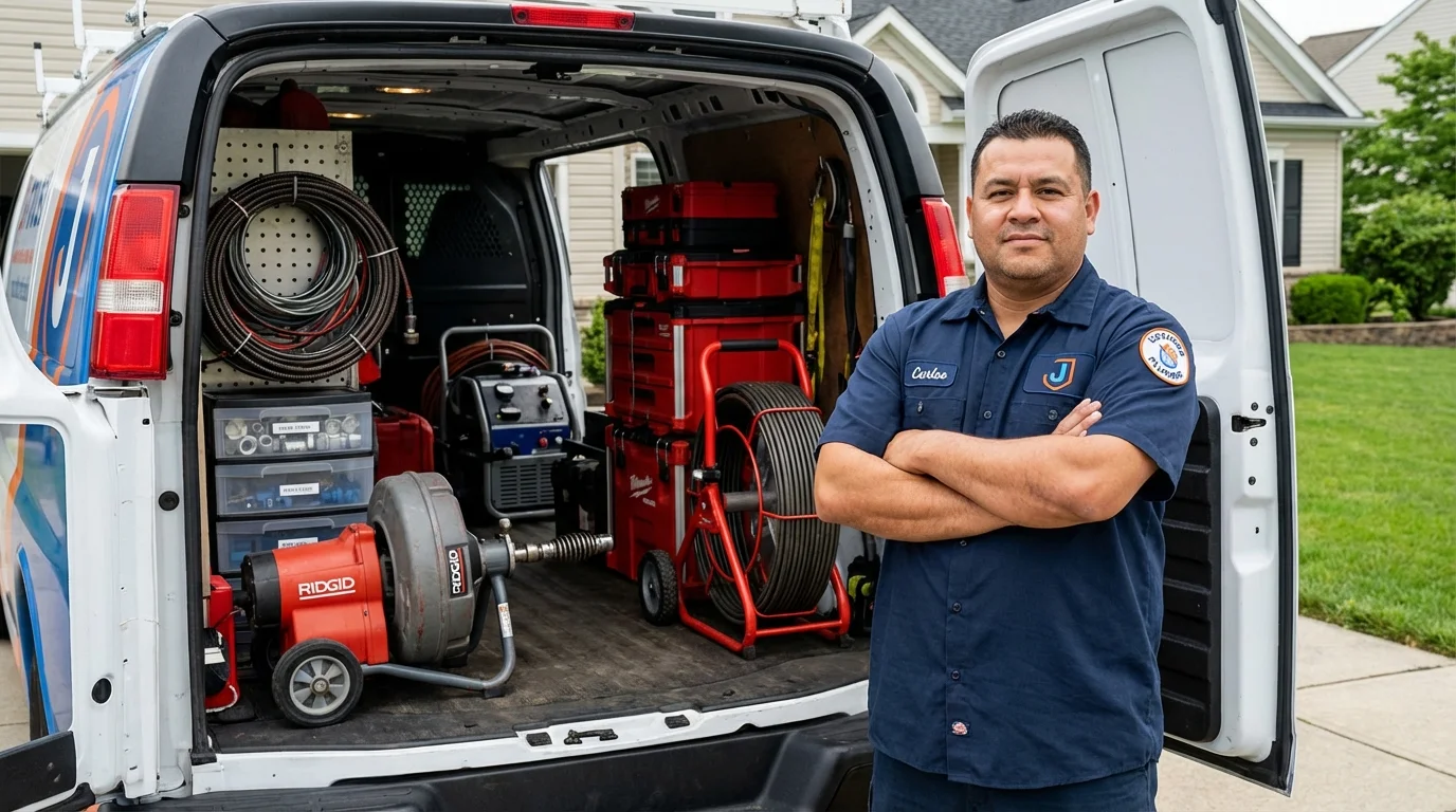 Professional drain cleaning equipment and Johns Plumbing LLC plumber in Watsontown